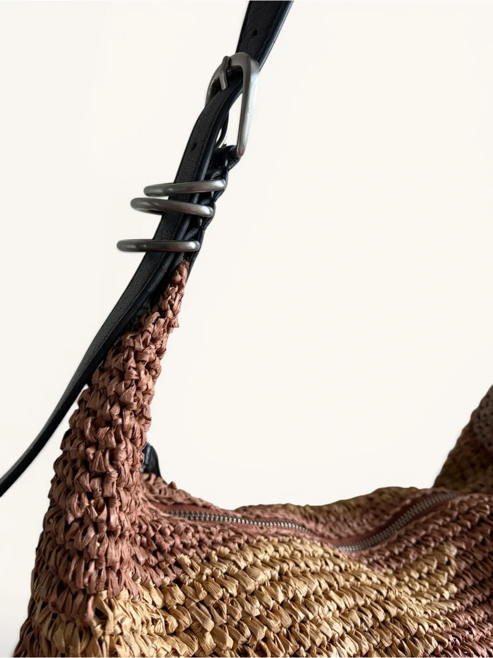 Free People Woven Hobo Bag in Brown, Tan, Cream